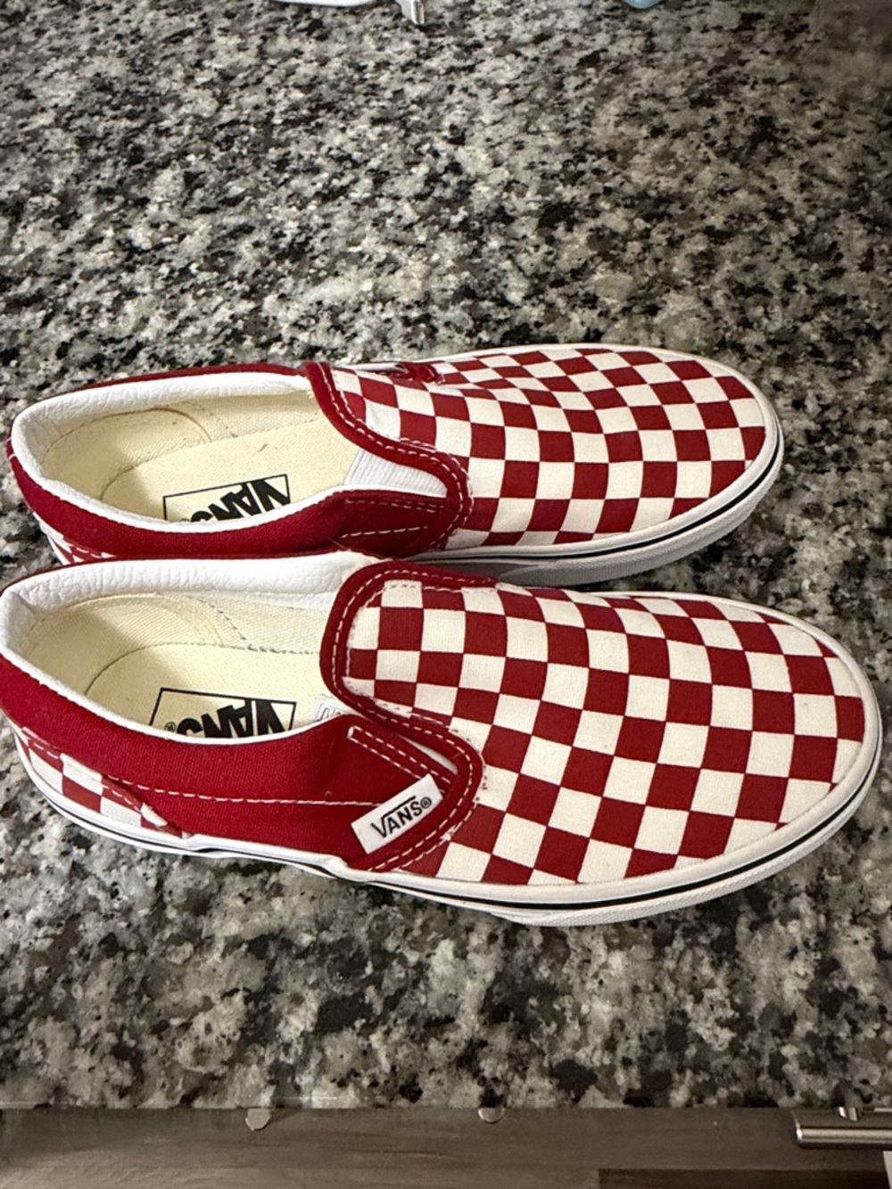 Vans Kids Slip-On Checkerboard Sneakers - Red and White